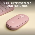 Logitech Pebble Mouse 2 M350s Slim Wireless Bluetooth Mouse, Portable, Lightweight, Customizable Button, Quiet Clicks, Easy Switch for Windows, macOS, iPadOS, Android, Chrome OS, Pink - Imagen 3