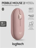Logitech Pebble Mouse 2 M350s Slim Wireless Bluetooth Mouse, Portable, Lightweight, Customizable Button, Quiet Clicks, Easy Switch for Windows, macOS, iPadOS, Android, Chrome OS, Pink - Imagen 7