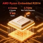 AWOW AMD Ryzen Embedded R2514 Mini PC (4 Cores, up to 3.7GHz), 16GB DDR4, 512GB PCIe 3.0 SSD, Radeon Graphics, 4K Display, 1000Mbps LAN, WiFi 5 - Imagen 3
