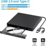 BENEWY External CD/DVD player, USB 3.0 External DVD Recorder,USB C CD/DVD-RW Drive, External DVD Reader for Laptop, PC, Laptop, Windows 11/10/8.1/XP/Linux/MacOS, iMac, Macbook Black - Image 6