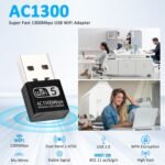 AC1300 Mini USB WiFi Antenna, Dual Band WiFi Receiver 5GHz/2.4GHz - USB Wi-Fi Adapter for PC Compatible with Windows 7/8/10/11/Vista/XP/Mac 10.9-10.15 - Imagen 3
