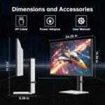 KTC 27" White Gaming Monitor, 300Hz/320Hz, QHD 1440P, Fast IPS Computer Monitor with Adaptive FreeSync, HDR400, Adjustable Height/Pivot/Swivel/Tilt, DP and HDMI, H27E6 - Image 5