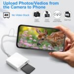 [Apple MFi Certified] SD Card Reader for iPhone iPad, Lightning USB C SD Card Adapter for Micro SD/SD/Simultaneous Charging, Memory Card Reader for Android Phones Camera - Imagen 4