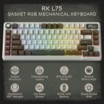 RK ROYAL KLUDGE L75 Mechanical Keyboard, RGB, 2.4Ghz/BT/Wired, Beige Switch, Palm Green - Imagen 3