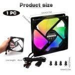 CPU Fan 120mm ARGB Case Cooler Fan, 4pin PWM Silent Computer Fan, Fans Up to 1600RPM Fan, 12V DC, for Case, PC, Liquid Cooling and CPU - Image 3