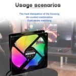 CPU Fan 120mm ARGB Case Cooler Fan, 4pin PWM Silent Computer Fan, Fans Up to 1600RPM Fan, 12V DC, for Case, PC, Liquid Cooling and CPU - Image 7