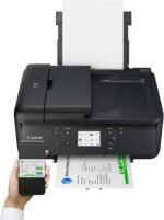 Canon Pixma TR7650 4-in-1 Multifunction Printer, Inkjet System, Copy, Print, Scan, Fax, WiFi, 5 Independent Ink Cartridges, ADF 20 Sheets, Touch Screen, A4, Black - Image 5