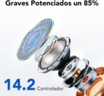 Auriculares Inalámbricos Bluetooth, Auriculares Bluetooth 5.3, 4 Mic con Reducción de Ruido ENC, 50H con Graves, Cascos Inalambricos Bluetooth IP7 Impermeable, Carga Rápida USB-C, Ajuste Cómodo - Imagen 3