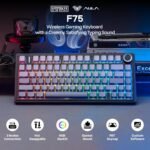 EPOMAKER x Aula F75 Gasket Mechanical Gaming Keyboard 75% Hot Swappable, 5-Layer Padded, Buttons, Bluetooth, Wireless, USB-C, RGB (Black Gradient, LEOBOG Reaper Switch) - Imagen 3