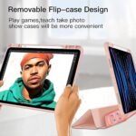 Detachable Case for iPad Pro 12.9-inch (6th/5th/4th/3rd Generation, 2022/2021/2020/2018), Removable Magnetic Cover, Clear Transparent Hard Back with Pencil Holder, Auto Wake/Sleep (Pink) - Imagen 4