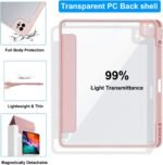 Detachable Case for iPad Pro 12.9-inch (6th/5th/4th/3rd Generation, 2022/2021/2020/2018), Removable Magnetic Cover, Clear Transparent Hard Back with Pencil Holder, Auto Wake/Sleep (Pink) - Imagen 5