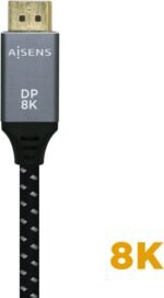 Aisens Displayport Cable V1 4 8k 60hz Male to Male 0 5m Grey Black - Imagen 3