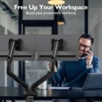 BONTEC Dual Monitor Stand for 13 to 32 Inch Screens with Tilt, Swivel and Rotation, Ergonomic Monitor Stand with Gas Spring and Cable Management, VESA 75/100 mm, up to 9 kg - Imagen 8