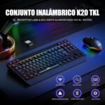 RedThunder K20 TKL Wireless Gaming Keyboard, Adjustable RGB Backlight and Rechargeable Battery, Compact Design with QWERTY ES Layout and 6 Multimedia Keys, USB Keyboard for PC/Mac (Black) - Imagen 3