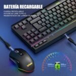 RedThunder K20 TKL Wireless Gaming Keyboard, Adjustable RGB Backlight and Rechargeable Battery, Compact Design with QWERTY ES Layout and 6 Multimedia Keys, USB Keyboard for PC/Mac (Black) - Imagen 4