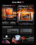 ACEMAGIC Kron Mini K1 Mini PC, Windows 11 Pro, AMD Ryzen 5 7430U (6C/12T, up to 4.3GHz), Mini Desktop Computers 16GB RAM DDR4 512GB M.2 2280 SSD, BT 5.2/WiFi 6/for Office, Small Computer - Imagen 4