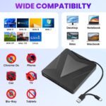 External DVD CD CD Drive USB 3.0 Type-C Portable CD Burner DVD +/-RW Optical Drive CD ROM DVD DVD External Drive for PC Laptop MacBook Windows 7/8/10/11/XP Linux/Mac - Imagen 3