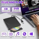 External DVD CD CD Drive USB 3.0 Type-C Portable CD Burner DVD +/-RW Optical Drive CD ROM DVD DVD External Drive for PC Laptop MacBook Windows 7/8/10/11/XP Linux/Mac - Imagen 5