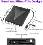 External DVD CD CD Drive USB 3.0 Type-C Portable CD Burner DVD +/-RW Optical Drive CD ROM DVD DVD External Drive for PC Laptop MacBook Windows 7/8/10/11/XP Linux/Mac - Imagen 7