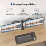BONTEC Dual Monitor Stand 13-27 Inch LED/LCD, Table Monitor Arm with 360° Swivel and 180° Rotation Adjustable Height, up to 8 kg, VESA 75x75/100x100, Black - Imagen 3