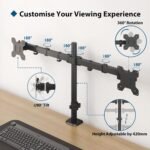 BONTEC Dual Monitor Stand 13-27 Inch LED/LCD, Table Monitor Arm with 360° Swivel and 180° Rotation Adjustable Height, up to 8 kg, VESA 75x75/100x100, Black - Imagen 4