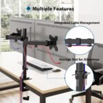 BONTEC Dual Monitor Stand 13-27 Inch LED/LCD, Table Monitor Arm with 360° Swivel and 180° Rotation Adjustable Height, up to 8 kg, VESA 75x75/100x100, Black - Imagen 6