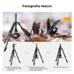 K&F CONCEPT O234A1+BH-36 Tripod Camera with Extendable Arm 195 cm, Tripod Travel Camera with Phone Holder, Lightweight Aluminium Tripod - Imagen 5