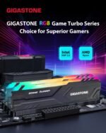 【RGB DDR4 RAM】 GIGASTONE Game Turbo 16GB Kit (2x8GB) DDR4 3200MHz PC4-25600 CL 16-18-18-40 Intel XMP 2.0 AMD Ryzen 1.35V UDIMM 288pin Unbuffered No ECC PC Desktop Memory High Performance - Black - Image 3