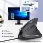 TECKNET Ratón con cable, ratón ergonómico de 6400 DPI con 6 botones, silencioso, 4 ratones verticales ajustables DPI compatible con Windows/Chrome/Laptop/Ordenador - Image 7