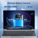 Laptop 15.6 Inch – Win 11 Laptop, 8GB RAM 256GB SSD, Laptop with Core Processor M3-6Y30, Slim Laptop 180° Flip FHD Display Mini-HDMI 2*USB3.0 WiFi5 BT4.2 - Image 6