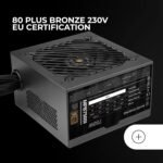 Mars Gaming MPB750SI, ATX 750W Power Supply, 7 Years Warranty, 80Plus Bronze 230V, 90% Efficiency, SI Extreme Silence Fan with Copper Core, AI2-RPM, DC-DC and SMD Technologies, Black - Image 6