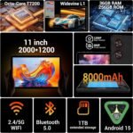 2026 Newest 2K Tablet 11 Inch with Android 15, Octa-Core, 36GB RAM+256GB ROM (1TB TF), 5G WiFi, 2000 x 1200 Incell, Widevine L1/8000mAh/13MP+8MP/GPS, Tablet with Keyboard+Mouse(Grey) - Imagen 3