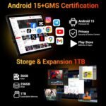 2026 Newest 2K Tablet 11 Inch with Android 15, Octa-Core, 36GB RAM+256GB ROM (1TB TF), 5G WiFi, 2000 x 1200 Incell, Widevine L1/8000mAh/13MP+8MP/GPS, Tablet with Keyboard+Mouse(Grey) - Imagen 4