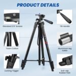 Victiv 162 cm Tripod for High Mobile, Portable Tripod with Remote Control and Mobile Phone Holder, Aluminium Selfie Stick Tripod for iPhone/Samsung/Huawei - Imagen 4