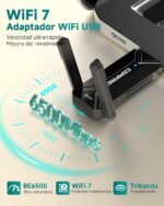 COMFAST BE6500 Adaptador WiFi USB para PC, Receptor WiFi USB 3.0, Antena WiFi 7 para Windows 10/11, Tri-Banda 6G/5G/2,4G, 2x6dBi Antenas de Alta Ganancia, WPA3, MU-MIMO, OFDMA & MLO - Imagen 3