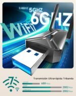 COMFAST BE6500 Adaptador WiFi USB para PC, Receptor WiFi USB 3.0, Antena WiFi 7 para Windows 10/11, Tri-Banda 6G/5G/2,4G, 2x6dBi Antenas de Alta Ganancia, WPA3, MU-MIMO, OFDMA & MLO - Imagen 4