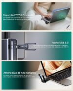COMFAST BE6500 Adaptador WiFi USB para PC, Receptor WiFi USB 3.0, Antena WiFi 7 para Windows 10/11, Tri-Banda 6G/5G/2,4G, 2x6dBi Antenas de Alta Ganancia, WPA3, MU-MIMO, OFDMA & MLO - Imagen 6