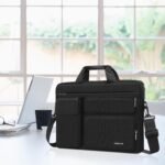 MOSISO Laptop Shoulder Bag 16 Inch,15-15.6 Inch Briefcase Compatible with MacBook Air 15 M4 M3 M2/Pro 16 with 2 Raised Pockets&1 Flap & 1 Horizontal Pocket&Handle&Belt,Black - Imagen 5