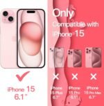 JETech Cute Case for iPhone 15 6.1 Inch, Wave Frame Curly Shape Anti-Shock Case for Women Girls, Transparent Back Hard PC (Pink) - Imagen 3