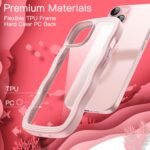 JETech Cute Case for iPhone 15 6.1 Inch, Wave Frame Curly Shape Anti-Shock Case for Women Girls, Transparent Back Hard PC (Pink) - Imagen 5