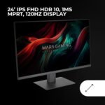 Mars Gaming MV-24, Monitor 24" IPS FHD 120Hz, HDR10 1ms, FreeSync and G-Sync, PC Monitor with Integrated Speakers, 25° Tilt, Low Blue Light and Flicker Free, HDMI + DisplayPort + 3.5mm Jack, Black - Image 3