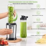 Glass Blender, 500W Smoothies Blender, Mini Portable Blender Single Cup Blender with 2 Bottles of 600 ml Tritan Plastic, Blender for Juices, Smoothies, Vegetables, Fruits - Image 4