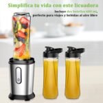Glass Blender, 500W Smoothies Blender, Mini Portable Blender Single Cup Blender with 2 Bottles of 600 ml Tritan Plastic, Blender for Juices, Smoothies, Vegetables, Fruits - Image 5