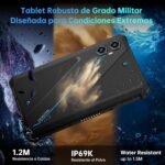 OUKITEL RT3 Plus Tablet Rugerized – 8 Inch Rugged Tablet Android 15, 11000mAh Battery, 16GB+128GB 1TB Expandable, 16MP+8MP Camera Tablet Gaming, Speakers 100dB/Dual 4G SIM/NFC/Face ID/GPS, Black - Imagen 9