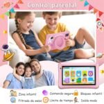 Children's Tablet 7 Inches, Android Tablet, 8 GB RAM 64 GB ROM (256 GB), Parental Control, WiFi, Bluetooth, Kids Tablette Tactile Éducative Avec Kid-Proof Étui-Pink - Image 5