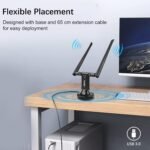 USB WiFi Adapter for PC, WiFi Antenna 12000Mbps Dual Band 2.4GHz and 5GHz, USB 3.0 Long Range Wi-Fi Receiver for PC Desktop Laptop Tablet, Supports Windows XP/Vista/7/8/10/11, Mac OS X - Imagen 4