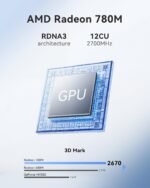 THOMSON AI Mini PC W3, А D Ryzen 7 260 (8C/16T, Fine to 5.1 GHz), 32GB DDR5 5600MHz 512GB SSD M.2 Mini Computer Desktop WiFi 6E, W-11Pro, А D Radeo 780M, Triplo Schermo, USB4, HDMI2.1, DP, TDP 54W - Imagen 6