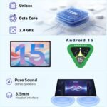 Gemini AI Android 15 Tablet 10 Inch with 30GB RAM+128GB ROM/TF 2TB, Octa-Core 2.0GHz, 8000mAh, 5G WiFi, GMS Tablets Widevine L1 FHD, 8+5MP, BT 5.0, GPS, Case, Keyboard and Mouse - Gold - Imagen 4