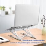 Laptop Stand Kamoon Portable Adjustable Tablet Computer Stand Aluminum Alloy Folding Laptop Stand Compatible MacBook Air Pro, HP More 10-15.6" Laptops & Tablet (Silver-2) - Image 3