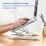 Laptop Stand Kamoon Portable Adjustable Tablet Computer Stand Aluminum Alloy Folding Laptop Stand Compatible MacBook Air Pro, HP More 10-15.6" Laptops & Tablet (Silver-2) - Image 6